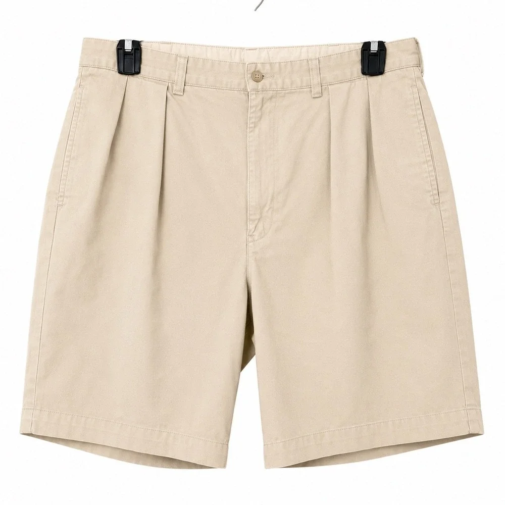Polo Ralph Lauren Mens 36 Chino Shorts Tan Pleated Cotton Twill Khaki Classic